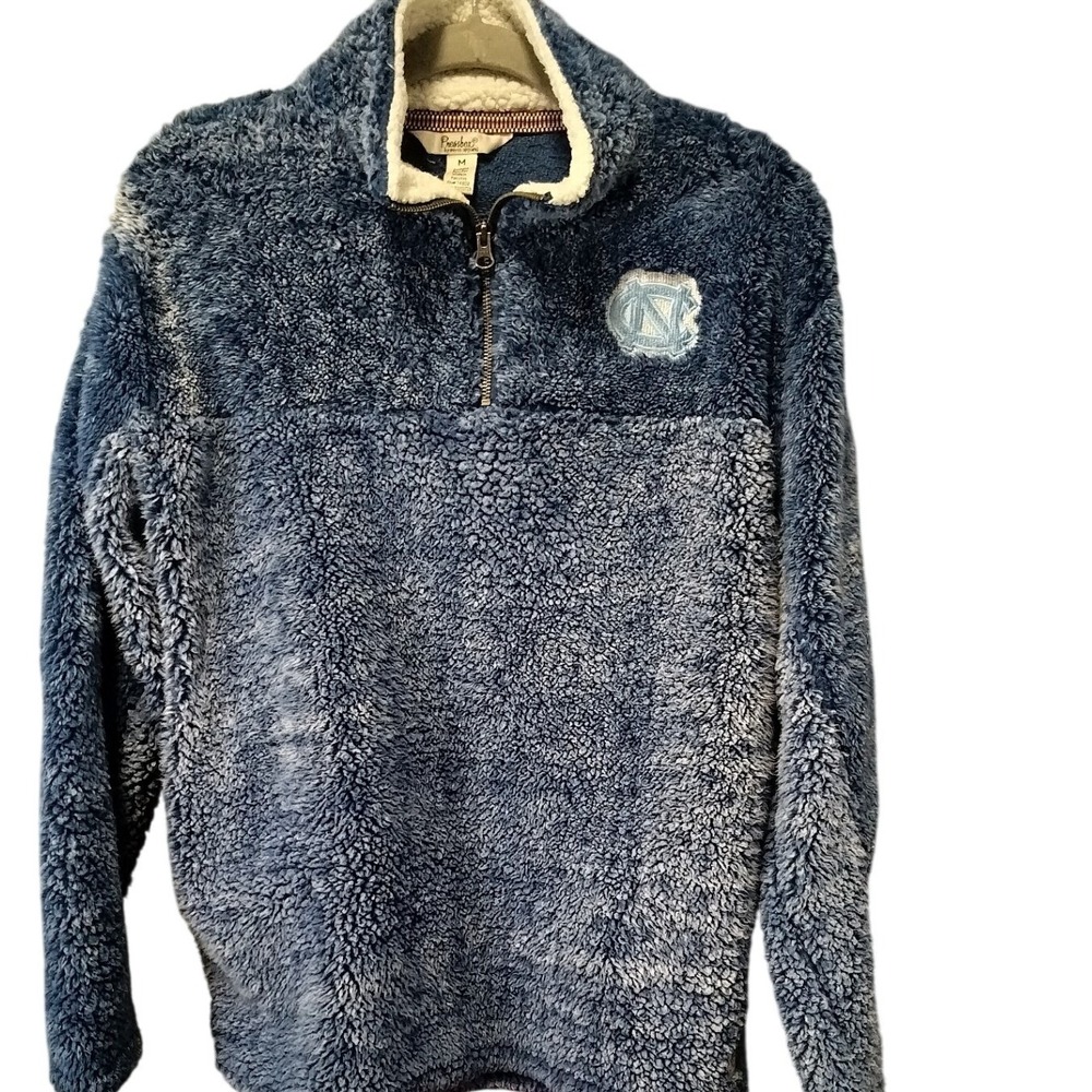 Pressbox UNC Tar Heels Sherpa Fleece‎ Faux Fur Pullover Blue Size Medium Unisex